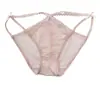 Tanga sexy feminina de renda com alça fina e cintura baixa, vazada, com laço, forro de seda de amoreira, atacado 6044