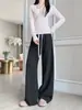 Bestseller de Douyin Pantalones de Arroz Glutinoso con Bolsillos para Mujer Otoño/Invierno Nuevos Pantalones de Punto Ajustados de Pierna Recta Estilo Perezoso Pantalones de Pierna Ancha