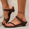 Sandalias Francesas con Tira Cruzada en los Dedos para Mujer Verano 2025 Sandalias Cuadradas con Tacón Bajo para Uso Exterior