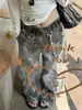 Jeans de Pierna Ancha Rectos para Mujer Chao Li Youhuo Lavados con Estampado de Estrellas de Impresión Completa, Nuevo Estilo Otoño, Holgados, Adelgazantes