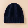 Gorro de Punto 100% Cachemira para Mujer Otoño e Invierno, Tejido de Trenza, Protección Cálida para Orejas, Sombrero de Lana Versátil de Color Sólido, Casual