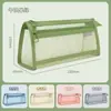 Estojo de Lápis Triangular de Malha Transparente, Papelaria de Grande Capacidade, Estojo Especial para Provas de Estudantes, Caixa de Papelaria Estéreo de Camada Dupla