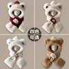 Lindo Sombrero de Oso con Bufanda para Otoño e Invierno Mujeres Felpa Engrosada Circunferencia de Cabeza Grande Mostrando la Cara Protección para Orejas Pequeñas Bufanda de Cuello a Prueba de Viento Sombrero