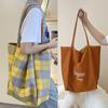 Bolsa de lona listrada dupla face feminina nicho azul grande capacidade estilo preguiçoso bolsa tote estudante laranja bolsa de compras