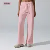 Pantalones Deportivos Transfronterizos Gruesos y Cálidos, Pantalones Largos Casuales de Pierna Recta y Pierna Ancha para Mujer, Adecuados para Fitness, Correr y Uso al Aire Libre, con Cordón