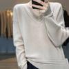 2025 Nuevo Otoño e Invierno Estilo Holgado Perezoso Cuello en V Suéter Tejido para Mujer Color Puro Ropa Exterior Talla Grande Estilo Extranjero Camisa Base Gruesa
