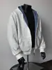 Moletom Cardigan com Capuz Xadrez Reversível da Marca Americana Trendy para Homens no Outono Bonito Solto Casual para Casal Jaqueta com Zíper