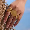 Xinyixinxin Anillo Abierto de Hoja de Acero Inoxidable de Fundición Pesada Estilo Ins Europeo y Americano Anillo Versátil para Dedo Índice de Mujer