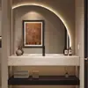 Estilo de Lujo Ligero Estilo Italiano Encimera Integrada Curvada por Calor Lavabo de Baño Inteligente Hotel Juego de Lavabo para Baño Enf Grado