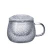 Taza de vidrio con patrón de martillo de estilo japonés con asa, transparente, resistente a altas temperaturas, para el hogar, taza de té con flores, taza de agua de vidrio con patrón de martillo de celebridades de Internet