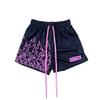Shorts de Basquete Americano com Estampa de Chamas Masculino Ins Estudante Esportivo Fitness Treinamento Marca Tendência Verão Fino Calça de Três Pontos