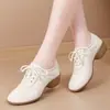 Nuevos Zapatos Planos de Encaje con Cordones y Escote Profundo para Estudiantes, Versátiles Mocasines Casuales con Tacón Bajo Grueso, Otoño 2026