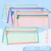 Estojo Triangular Colorido com Zíper, Bolsa de Papelaria Tridimensional de Malha de Grande Capacidade, Estojo para Lápis Estilo Dopamina para Estudantes