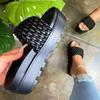 Pantuflas de Plataforma de Suela Gruesa para Mujer para Usar en la Calle Pantuflas Nuevas de Tiras Tejidas para Mujer Pantuflas para Mujer