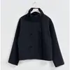 Ropa de Otoño e Invierno Transfronteriza Europea y Americana para Mujer, Chaqueta de Mujer con Cuello Alto, Botones, Corta, Abrigo de Lana Holgado, Moderno y Versátil