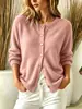 Novo produto transfronteiriço para lojas independentes da Amazon europeia e americana: suéter cardigã de tricô de manga longa outono/inverno feminino com gola redonda pulôver