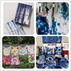 Lenço Quadrado de Algodão Puro Tie-Dye, Lenço Tingido com Corantes Naturais, Tie-Dye para Jardim de Infância, Algodão Puro, Branco Puro, Tecido Branco Tingido de Azul