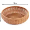 Plato de Fruta de Mimbre Sintético, Cesta de Pan Estilo Japonés Tejida a Mano, Cesta para Pan al Vapor, Cesta de Almacenamiento para el Hogar en la Sala de Estar, Bandeja de Mimbre con Doble Asa