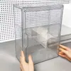 Caixa de armazenamento de mesa, organizador de gaveta, pequeno armário para organizar e exibir itens, plástico acrílico transparente, à prova de poeira, grande capacidade, adequado para armazenar figuras e outros itens pequenos