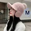 Gorro de invierno para mujer, tejido a mano, con forro polar, grueso, cálido y resistente al viento, de lana, con protección para las orejas.