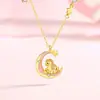 Collar Original de Unicornio Estrella y Luna Nuevo Estilo Chino Esmalte Femenino Lindo Caballo Cadena para Clavícula Plata Pura Diseño de Nicho Ins