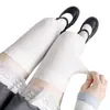 Meias Cano Alto Brancas para Mulheres, Meias JK Finas para Primavera e Verão, Meias de Seda Respiráveis, Meias Longas Semitransparentes de Cano Médio, Meias Acima do Joelho, Versátil