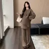 Nueva colección otoño/invierno 2026: conjunto de punto de maternidad con mangas murciélago y falda de retazos, estilo coreano, corte relajado y holgado