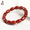 Pulseira de Contas Cilíndricas de Ágata Vermelha do Sul de Cristal Beibeifu Pulseira Vermelha Persimmon Ágata Vermelha do Sul de Sichuan Contas Soltas Vermelhas do Sul Atacado