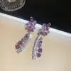 Pendientes de Borla de Perla de Cristal Aguja de Plata Lujo Ligero de Gama Alta Moda Tachuelas Temperamento Versátil Estilo Nicho Adornos para Orejas