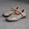 Jiezu 2025 Otoño e Invierno Estilo Nuevo Mary Jane Punta Fina Velcro Zapatos de Mujer Ligeros Casuales Piel de Vaca de Primera Capa Zapatos de Mujer