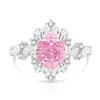 Anel Flor de Gelo Colorido de Pedra Preciosa, Corte Flor de Ovo de Pombo, Banho de Ouro Real, Diamante de Alto Carbono, Anel Fashion e Único em Formato de Ovo