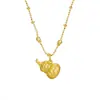 Collar de Calabaza Cepillada Gipsophila Plata de Ley S925 Estilo Nuevo Cadena de Calabaza Antigua China Plata Chapada en Oro para Mujer