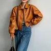 Chaqueta Corta de Cuello Alto Casual Estilo Coreano Nuevo de Cuero PU para Mujer, Juvenil, Versátil, Adelgazante, Corte Holgado, Top de Moda, Primavera y Otoño 2026