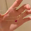 Nuevo Collar Rojo a Cuadros de Amor Dulce y Exquisito para Mujer Diseño de Nicho Simple Cadena para Clavícula Temperamento Douyin Venta al por Mayor