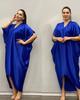Brillante Satén Sedoso Holgado Cuello en V Manga Murciélago Manga Media Cómodo Moda Vestido Largo vestido Suministro Transfronterizo