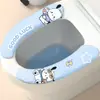 Capa de assento de vaso sanitário de desenho animado, conveniente para viagens, fina e leve, design de duas peças com adsorção eletrostática, adequada para todas as estações