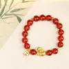 Pulseira de Ágata Vermelha Natural para Mulheres, Ano de 2026 Cavalo, Pulseira do Ano do Zodíaco, Zodíaco Cavalo, Joia de Cristal com Contas Vermelhas da Sorte