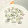 Ins Plata Brillante Cuadrado Estampado Manzana Estrella Agujero Recto Cuentas Sueltas Hecho a Mano Pulsera DIY Cadena de Teléfono Materiales de Accesorios Cuentas