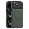 Adecuado para iPhone 18 Pro Max, funda de teléfono magnética de cuero con sensación de piel, funda protectora completa anti-caídas color-blocking Apple 17