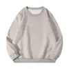 Nueva sudadera de invierno gruesa de forro polar 360g, cuello redondo acanalado, hombros caídos, color liso, ajuste holgado, sudadera de cuello redondo sin capucha