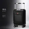 Mala com abertura frontal, mala de rodinhas de material duplo PC+tecido Oxford, bagagem de mão para viagens de negócios, mala de grande capacidade