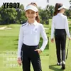 2026Pgm Polo Deportivo de Golf para Niños Camiseta de Manga Larga de Seda de Hielo para Niñas Fresca Protección Solar Camiseta Versátil