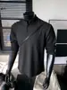 Chegada Nova Primavera 2026 Moletom com Gola Henley Estruturado de Manga Longa Branco Emagrecedor Mais Vendido Malha Masculina de Alta Qualidade