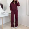 Moda Feminina Europeia e Americana Transfronteiriça Outono 2026: Conjunto de Moletom com Capuz e Cadarço, Cor Sólida Esportiva com Zíper