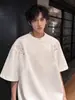 Camiseta Masculina de Manga Curta Estilo Americano High Street com Rebites e Cobra Verão Tendência Marca Design Solto Camiseta de Meia Manga para Meninos Top