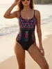 Maiô vintage europeu e americano de peça única com alças finas, costas nuas, modelador, adequado para férias em fontes termais, moda praia transfronteiriça da Amazon