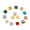 Fondo dorado garra cuadrada diamante forma D cosido a mano taladro de vidrio rayado Diamante ropa vestido de novia material hecho a mano accesorios fábrica venta al por mayor