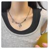 Collar de luna y estrella con gema negra para hombre, estilo hip hop europeo y americano de alta calidad, diseño de nicho callejero, cadena de clavícula para niña, cadena de suéter
