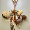 Cáscara de Bellota Grande Indonesia Hecho a Mano Carrillón Colgante para Bolsa Serie Marrón Maillard Estilo Curativo Llavero de Gama Alta