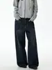 Ropa Mu Xi # Pantalones de pierna ancha con bigotes retro de moda estilo americano, pantalones vaqueros de articulación de bambú, pantalones rectos versátiles para hombres y mujeres